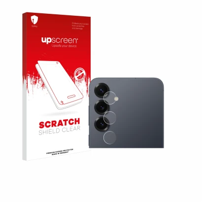 Parte frontale di una confezione del prodotto con il logo del marchio upscreen. Accanto è raffigurato il dispositivo Samsung G