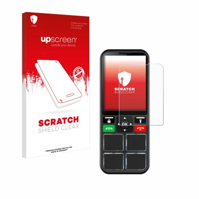 Parte frontale di una confezione del prodotto con il logo del marchio upscreen. Accanto è raffigurato il dispositivo Geemarc C