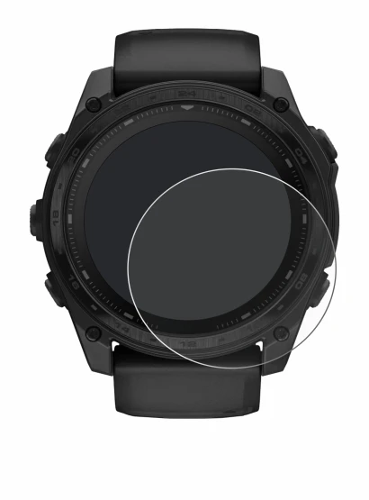 Immagine del dispositivo Garmin Tactix 8 Solar (51 mm) con un'ampia varietà di protezioni per lo schermo.