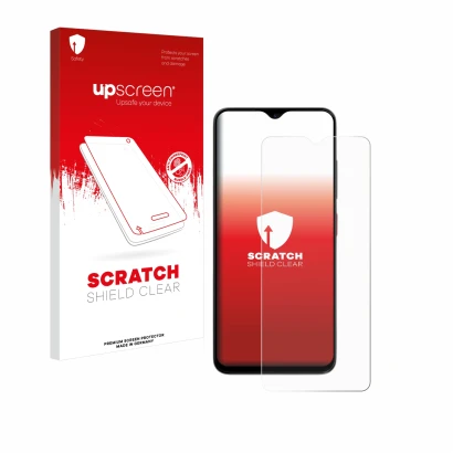 Parte frontale di una confezione del prodotto con il logo del marchio upscreen. Accanto è raffigurato il dispositivo ZTE Blade