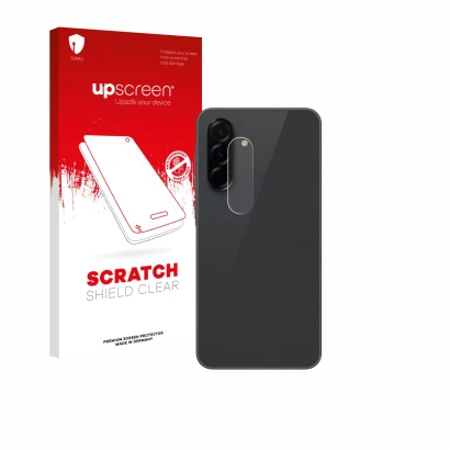 Parte frontale di una confezione del prodotto con il logo del marchio upscreen. Accanto è raffigurato il dispositivo Samsung G
