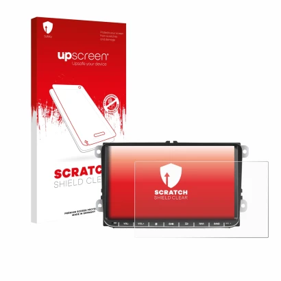 Parte frontale di una confezione del prodotto con il logo del marchio upscreen. Accanto è raffigurato il dispositivo Essgoo AR