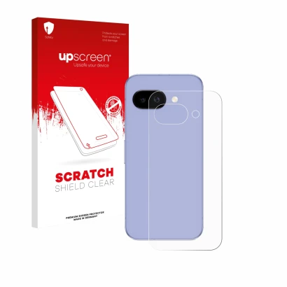 Parte frontale di una confezione del prodotto con il logo del marchio upscreen. Accanto è raffigurato il dispositivo Google Pi