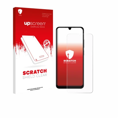 Parte frontale di una confezione del prodotto con il logo del marchio upscreen. Accanto è raffigurato il dispositivo Xiaomi Re
