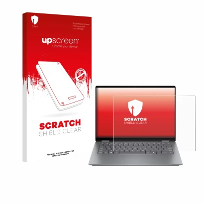 Parte frontale di una confezione del prodotto con il logo del marchio upscreen. Accanto è raffigurato il dispositivo HP OmniBo