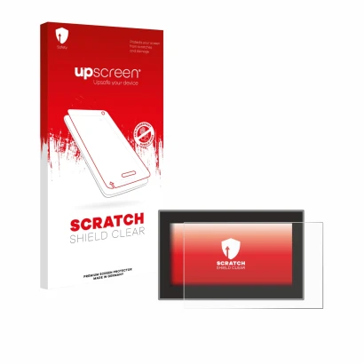 Parte frontale di una confezione del prodotto con il logo del marchio upscreen. Accanto è raffigurato il dispositivo Headrush