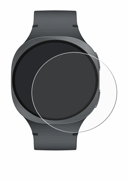 Immagine del dispositivo Samsung Galaxy Watch 8 (40 mm) con un'ampia varietà di protezioni per lo schermo.
