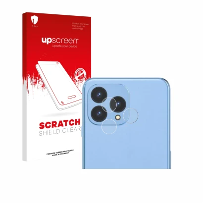 Parte frontale di una confezione del prodotto con il logo del marchio upscreen. Accanto è raffigurato il dispositivo Cubot P80