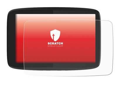 Immagine del dispositivo TomTom GO Camper Tour con un'ampia varietà di protezioni per lo schermo.