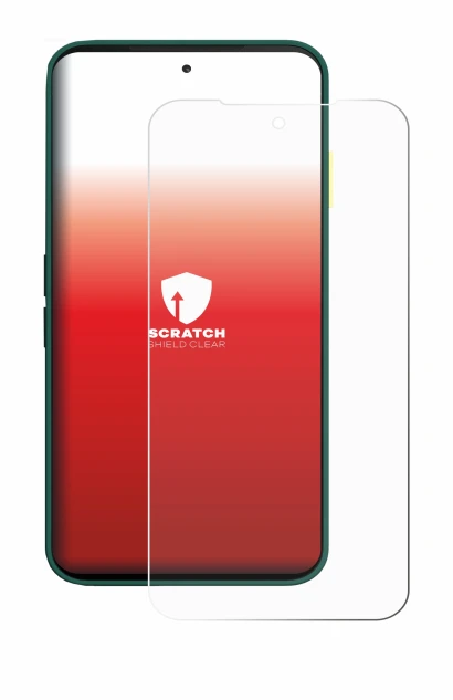 Immagine del dispositivo Fairphone 6 con un'ampia varietà di protezioni per lo schermo.