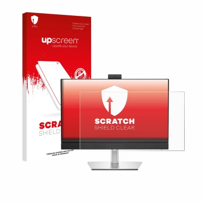 Parte frontale di una confezione del prodotto con il logo del marchio upscreen. Accanto è raffigurato il dispositivo Dell Pro