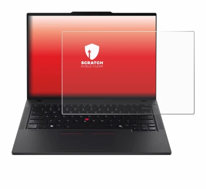 Immagine del dispositivo Lenovo ThinkPad T14 Gen 6 con un'ampia varietà di protezioni per lo schermo.