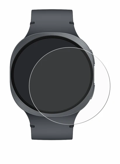 Immagine del dispositivo Samsung Galaxy Watch 8 (44 mm) con un'ampia varietà di protezioni per lo schermo.