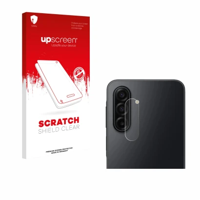 Parte frontale di una confezione del prodotto con il logo del marchio upscreen. Accanto è raffigurato il dispositivo Samsung G