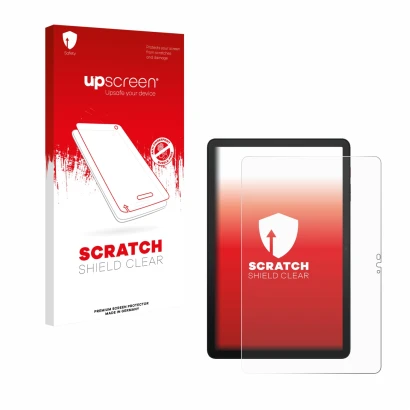 Parte frontale di una confezione del prodotto con il logo del marchio upscreen. Accanto è raffigurato il dispositivo Telekom T
