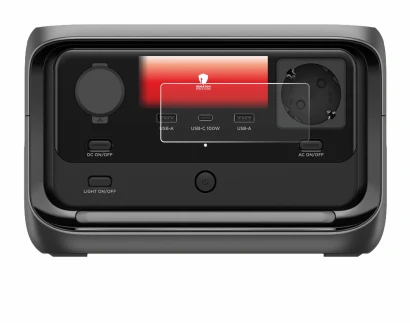 Immagine del dispositivo EcoFlow River 3 Plus con un'ampia varietà di protezioni per lo schermo.