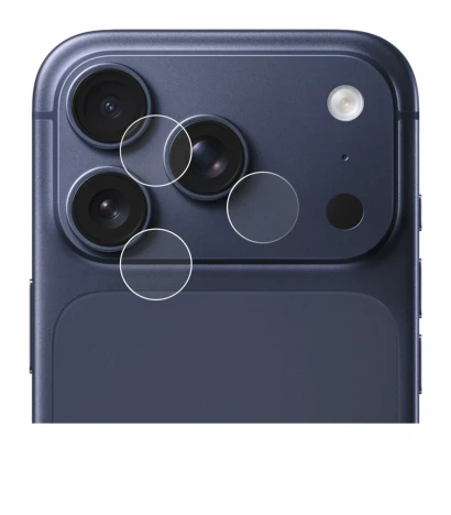 Immagine del dispositivo Apple iPhone 17 Pro (SOLO Fotocamera) con un'ampia varietà di protezioni per lo schermo.