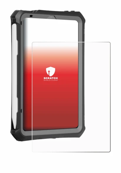 Immagine del dispositivo Apple iPad Mini 7 2024 (case-friendly) con un'ampia varietà di protezioni per lo schermo.