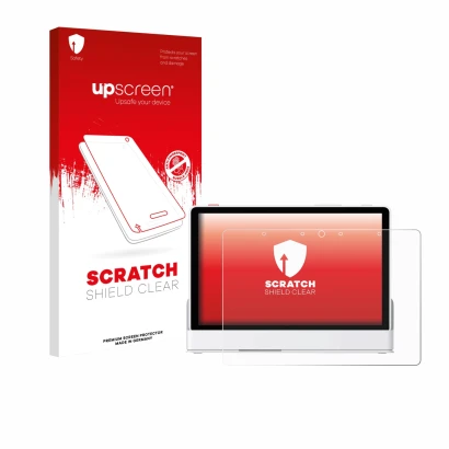 Parte frontale di una confezione del prodotto con il logo del marchio upscreen. Accanto è raffigurato il dispositivo eufy Smar