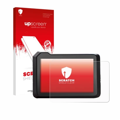 Parte frontale di una confezione del prodotto con il logo del marchio upscreen. Accanto è raffigurato il dispositivo KTM 990 D