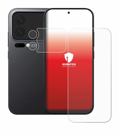 Immagine del dispositivo Xiaomi 17 Pro (Fronte+Fotocamera) con un'ampia varietà di protezioni per lo schermo.