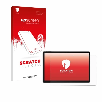 Parte frontale di una confezione del prodotto con il logo del marchio upscreen. Accanto è raffigurato il dispositivo Doogee U1
