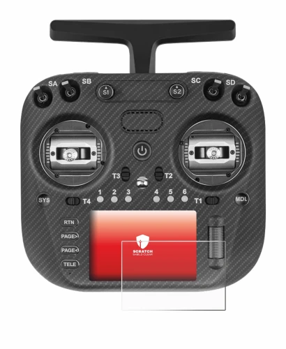 Immagine del dispositivo Radiomaster TX15 Max con un'ampia varietà di protezioni per lo schermo.