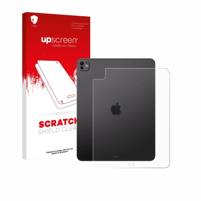 Parte frontale di una confezione del prodotto con il logo del marchio upscreen. Accanto è raffigurato il dispositivo Apple iPa