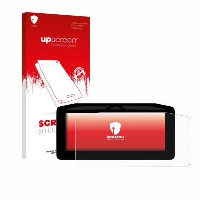 Parte frontale di una confezione del prodotto con il logo del marchio upscreen. Accanto è raffigurato il dispositivo Ducati XD