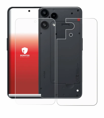 Immagine del dispositivo Nothing Phone (3a) Lite (Fronte+Retro) con un'ampia varietà di protezioni per lo schermo.