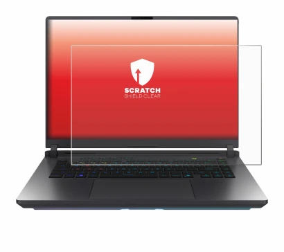 Immagine del dispositivo ASUS ROG Strix G16 2025 con un'ampia varietà di protezioni per lo schermo.