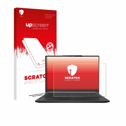Parte frontale di una confezione del prodotto con il logo del marchio upscreen. Accanto è raffigurato il dispositivo MSI Steal