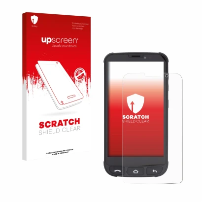 Parte frontale di una confezione del prodotto con il logo del marchio upscreen. Accanto è raffigurato il dispositivo Olympia N