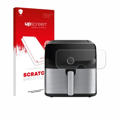 Parte frontale di una confezione del prodotto con il logo del marchio upscreen. Accanto è raffigurato il dispositivo Tefal Eas