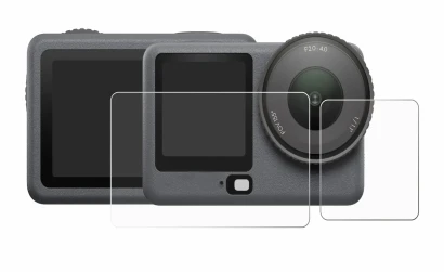 Immagine del dispositivo DJI Osmo Action 6 con un'ampia varietà di protezioni per lo schermo.