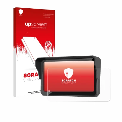 Parte frontale di una confezione del prodotto con il logo del marchio upscreen. Accanto è raffigurato il dispositivo Carpuride
