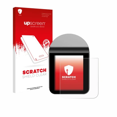 Parte frontale di una confezione del prodotto con il logo del marchio upscreen. Accanto è raffigurato il dispositivo KitchenBo