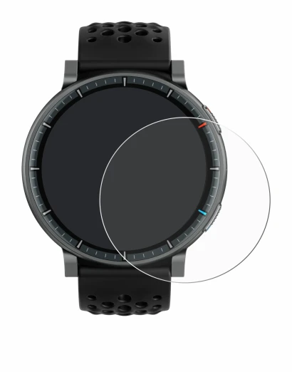 Immagine del dispositivo Amazfit Active Max con un'ampia varietà di protezioni per lo schermo.