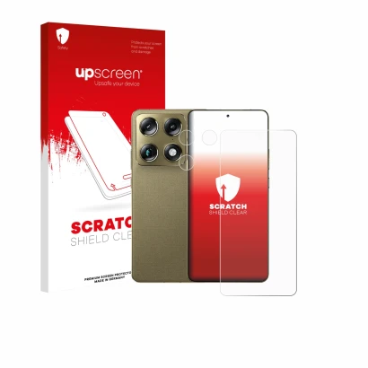 Parte frontale di una confezione del prodotto con il logo del marchio upscreen. Accanto è raffigurato il dispositivo Motorola 