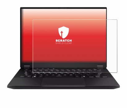 Immagine del dispositivo ASUS TUF Gaming A14 con un'ampia varietà di protezioni per lo schermo.