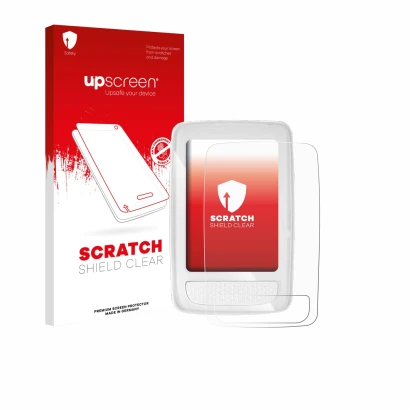 Parte frontale di una confezione del prodotto con il logo del marchio upscreen. Accanto è raffigurato il dispositivo Giant Axa