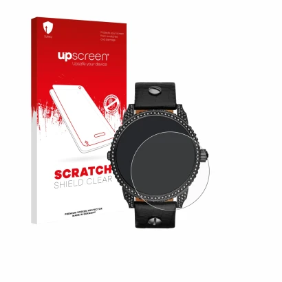 Parte frontale di una confezione del prodotto con il logo del marchio upscreen. Accanto è raffigurato il dispositivo Diesel Mi