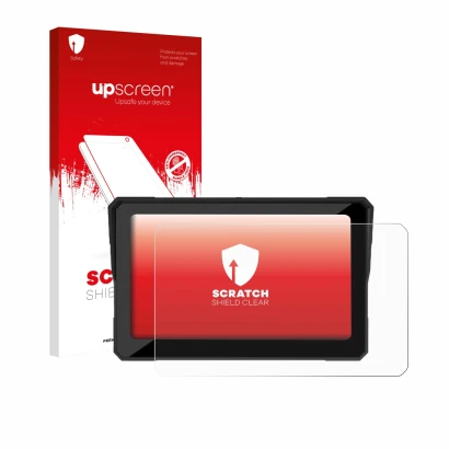 Parte frontale di una confezione del prodotto con il logo del marchio upscreen. Accanto è raffigurato il dispositivo Carpuride