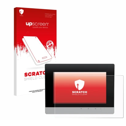 Parte frontale di una confezione del prodotto con il logo del marchio upscreen. Accanto è raffigurato il dispositivo WAGO Touc