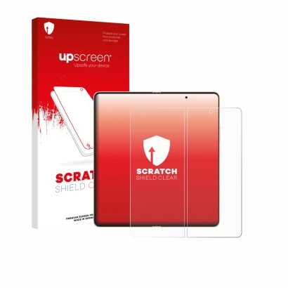 Parte frontale di una confezione del prodotto con il logo del marchio upscreen. Accanto è raffigurato il dispositivo Honor Mag