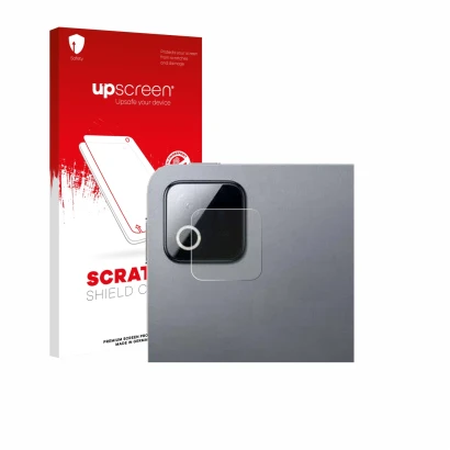 Parte frontale di una confezione del prodotto con il logo del marchio upscreen. Accanto è raffigurato il dispositivo Xiaomi Pa