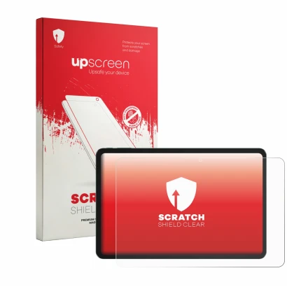 Parte frontale di una confezione del prodotto con il logo del marchio upscreen. Accanto è raffigurato il dispositivo Tecno MEG