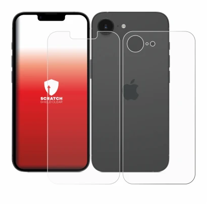 Immagine del dispositivo Apple iPhone 17e (Fronte+Retro) con un'ampia varietà di protezioni per lo schermo.