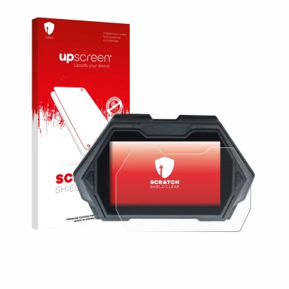 Parte frontale di una confezione del prodotto con il logo del marchio upscreen. Accanto è raffigurato il dispositivo Kukirin G