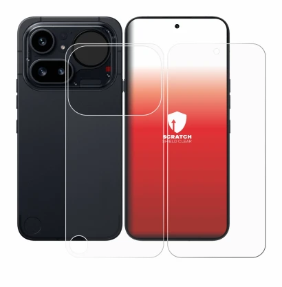 Immagine del dispositivo Nothing Phone (4a) Pro (Fronte+Retro) con un'ampia varietà di protezioni per lo schermo.
